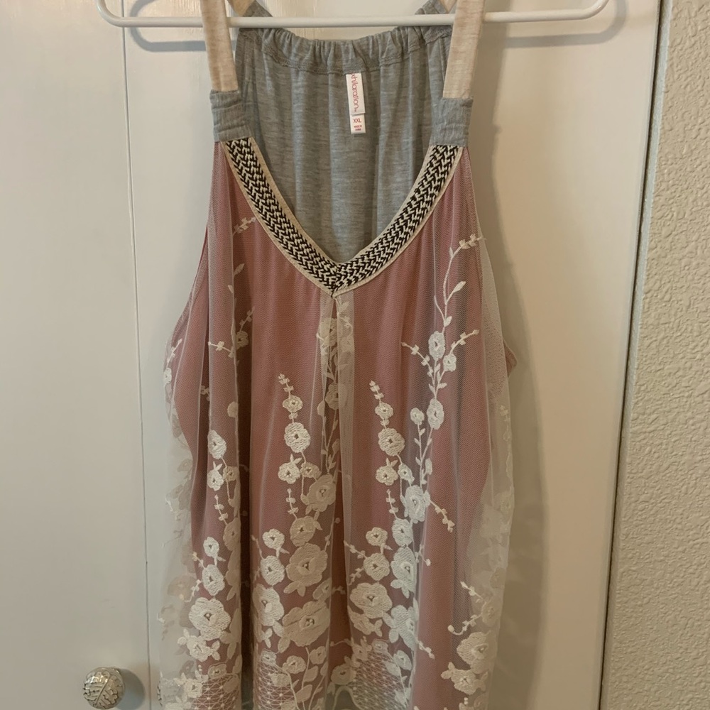 Red lace tank